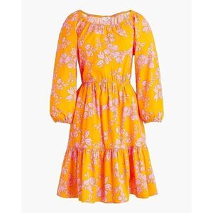 J.Crew Floral Mini Dress Size 12 Orange Pink Bold Print Romantic Cottagecore